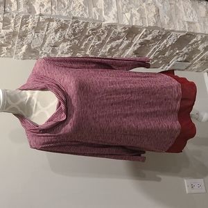 Rickis cowl neck striped long sleeve with sheer trim on hem